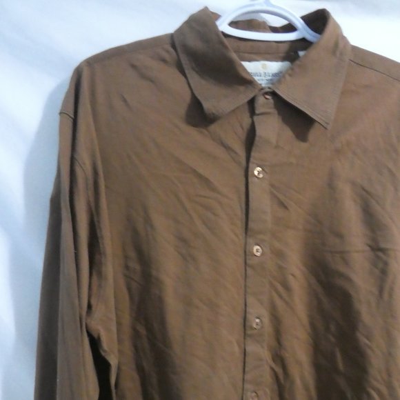 BILL BLASS MENS WEAR | medium | 100% Cotton | Brown Button Down Dress Shirt - Picture 4 of 16